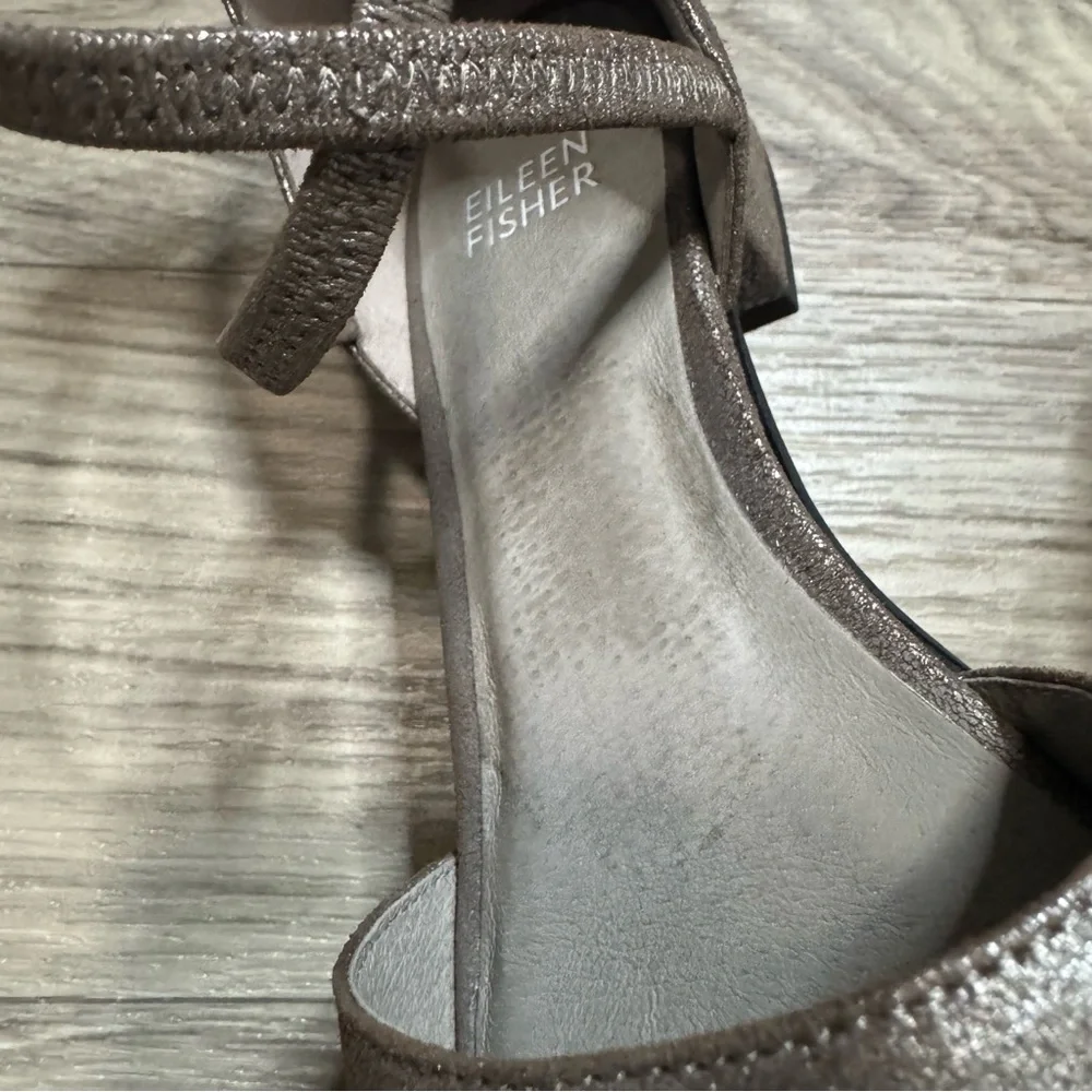 Eileen Fisher Mica Lyton D'Orday Flats Metallic Suede Leather Size 6.5